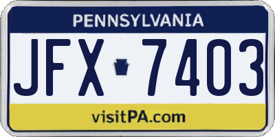 PA license plate JFX7403