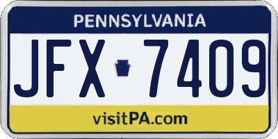 PA license plate JFX7409