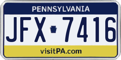 PA license plate JFX7416