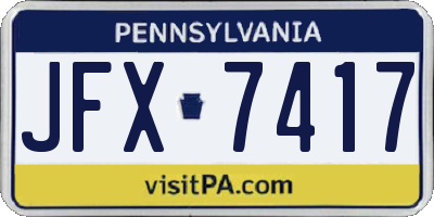 PA license plate JFX7417