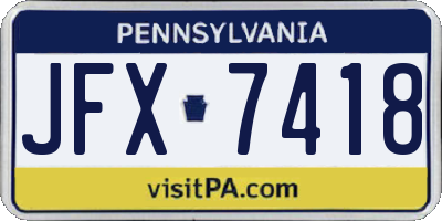 PA license plate JFX7418