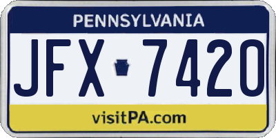 PA license plate JFX7420
