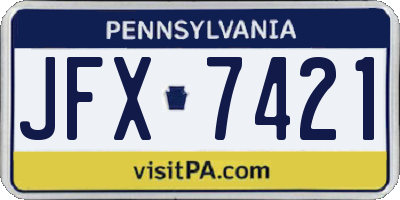 PA license plate JFX7421