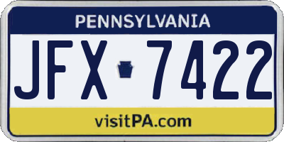 PA license plate JFX7422
