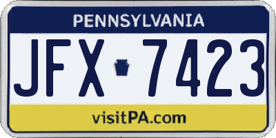 PA license plate JFX7423