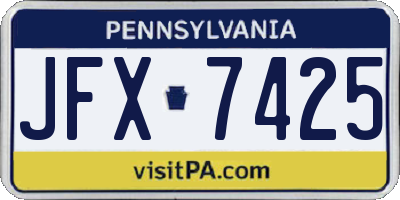 PA license plate JFX7425