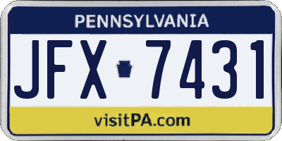 PA license plate JFX7431