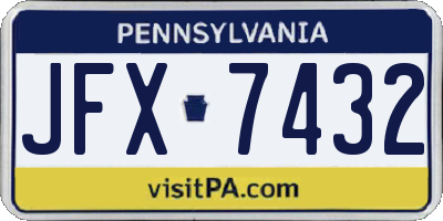 PA license plate JFX7432