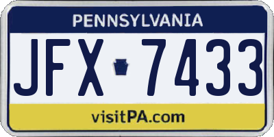 PA license plate JFX7433