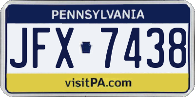 PA license plate JFX7438