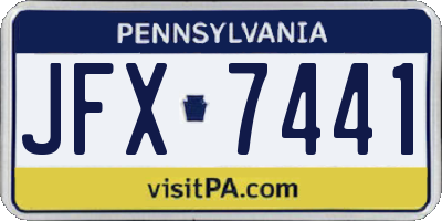 PA license plate JFX7441