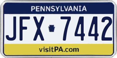 PA license plate JFX7442