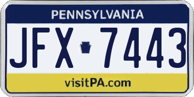 PA license plate JFX7443