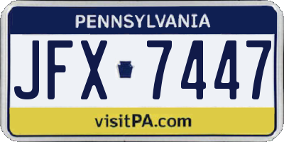 PA license plate JFX7447