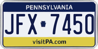 PA license plate JFX7450
