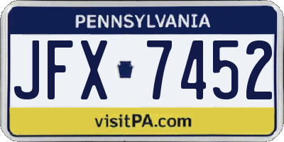 PA license plate JFX7452