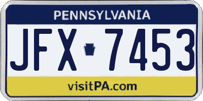 PA license plate JFX7453