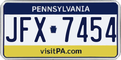 PA license plate JFX7454
