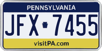 PA license plate JFX7455