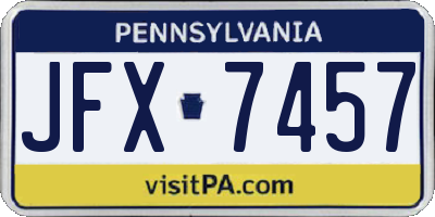 PA license plate JFX7457