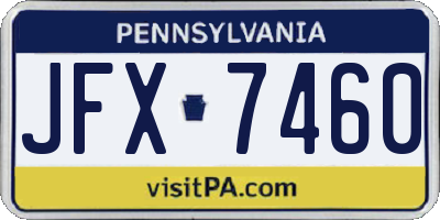 PA license plate JFX7460
