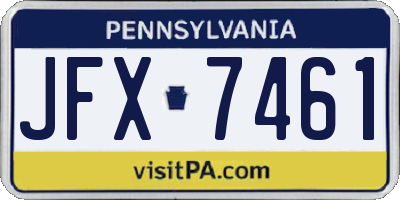 PA license plate JFX7461