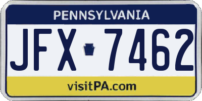 PA license plate JFX7462