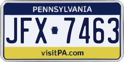 PA license plate JFX7463