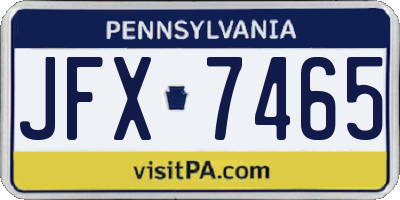 PA license plate JFX7465