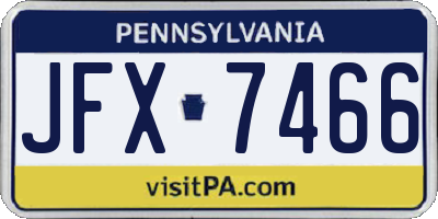 PA license plate JFX7466