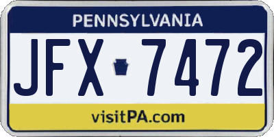 PA license plate JFX7472