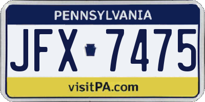 PA license plate JFX7475