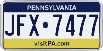 PA license plate JFX7477