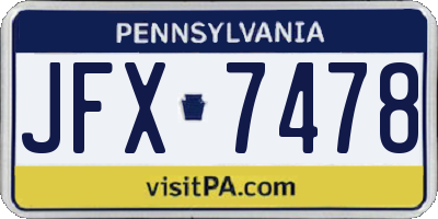 PA license plate JFX7478