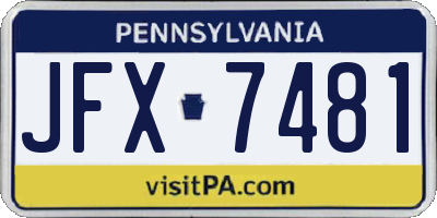 PA license plate JFX7481