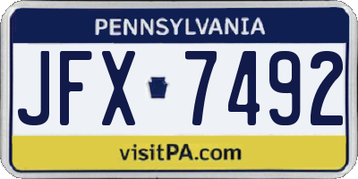 PA license plate JFX7492