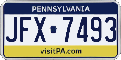 PA license plate JFX7493