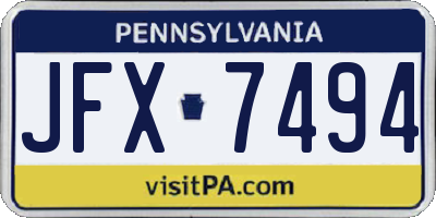 PA license plate JFX7494