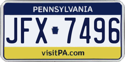 PA license plate JFX7496