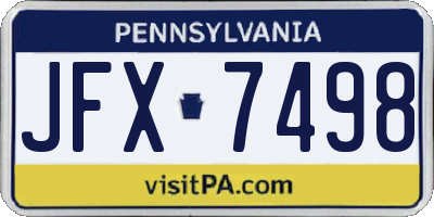 PA license plate JFX7498