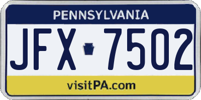 PA license plate JFX7502