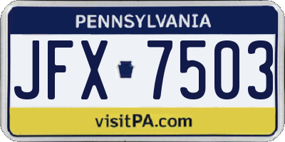 PA license plate JFX7503