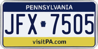 PA license plate JFX7505