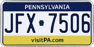 PA license plate JFX7506