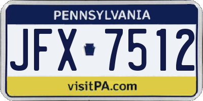 PA license plate JFX7512