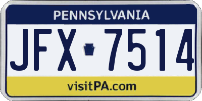 PA license plate JFX7514