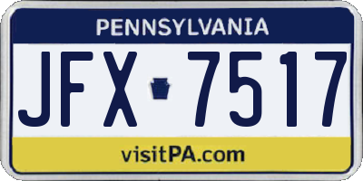 PA license plate JFX7517