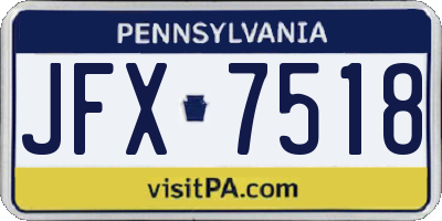 PA license plate JFX7518