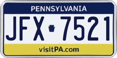 PA license plate JFX7521