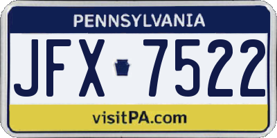PA license plate JFX7522